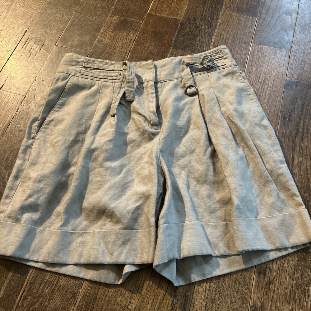 Jodi Arnold x The Limited High Rise Pleated Linen Blend Shorts-Size 2